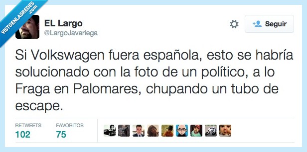 Volkswagen,española,España,solucionar,foto,político,Fraga,Palomares,chupando,chupar,tubo,escape