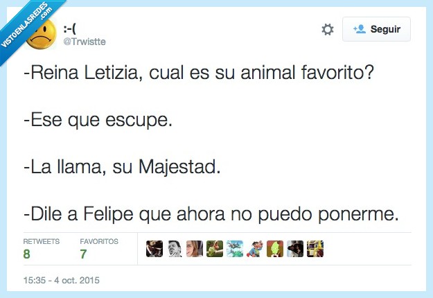 Reina,Letizia,animal,favorito,escupe,escupir,llama,su majestad,Felipe