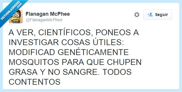 mosquitos,modificar,adn,ciencia,humor,twitter,investigar,científicos,grasa,sangre
