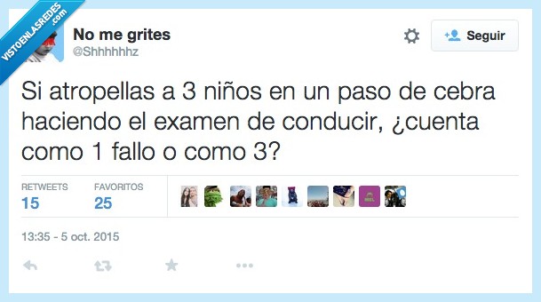 atropellas,atropellar,niño,paso,cebra,examen,conducir,error,fallo,uno,tres