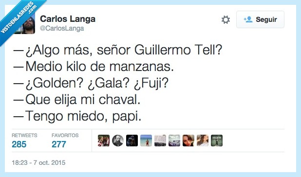 Guillermo Tell,hijo,padre,miedo,elegir,manzana,kilo,disparo,flecha,acertar