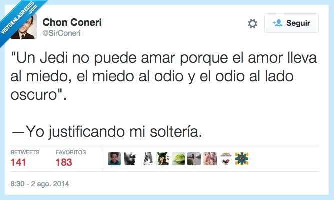 jedi,amar,amor,odio,miedo,lado oscuro,justificando,justificar,soltería