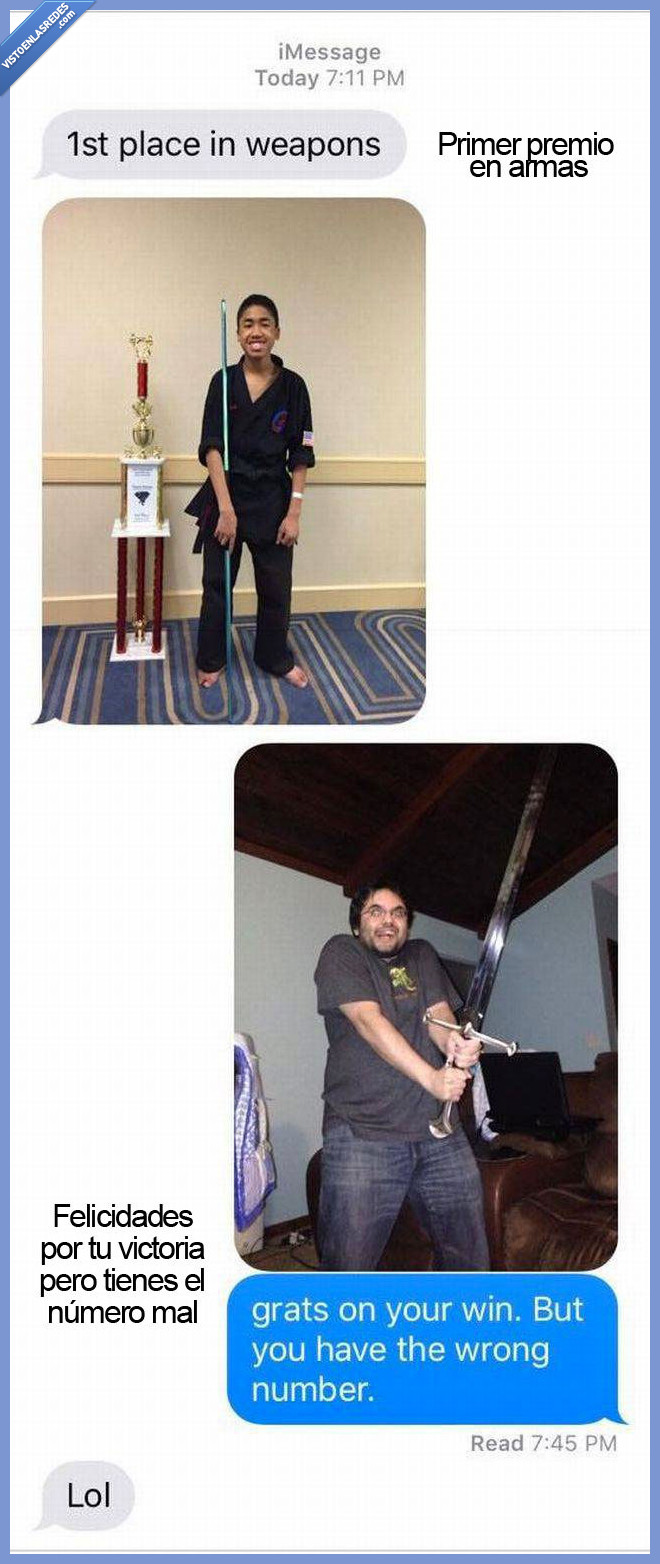 error,confusión,número,telefono,movil,armas,espadas,primer premio,troll