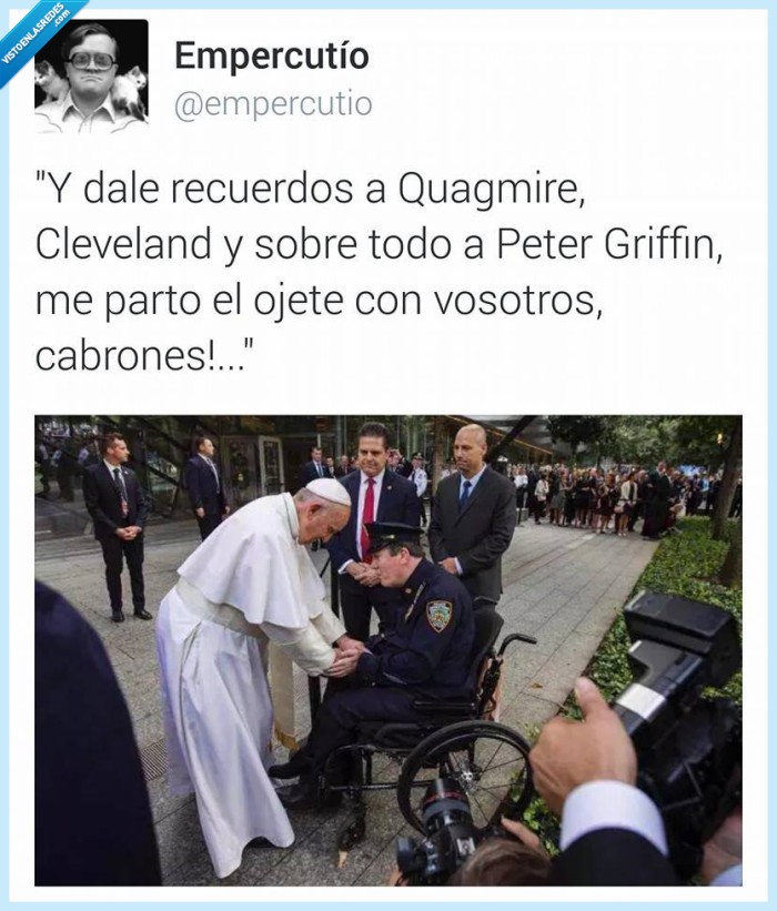 Joe,policia,silla de ruedas,Papa,Francisco,Papa Francisco,Padre de familia Family Guy,Cleveland,Peter,Quagmire