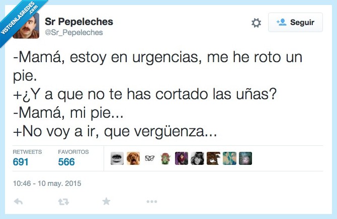 mama,urgencias,llamar,romper,pie,cortar,uñas,cortas,dolor,madre,vergüenza