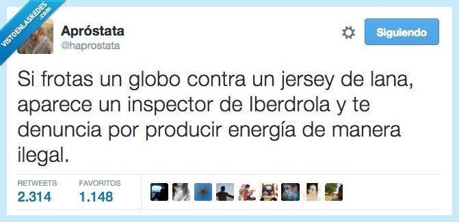 frotar,globo,contra,jersey,lana,inspector,iberdrola,denunciar,producir,energía,ilegal,electricidad estática