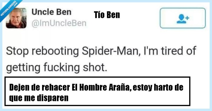 spiderman,tio ben,hombre araña,uncle ben,reboot,matar,disparar,dolor