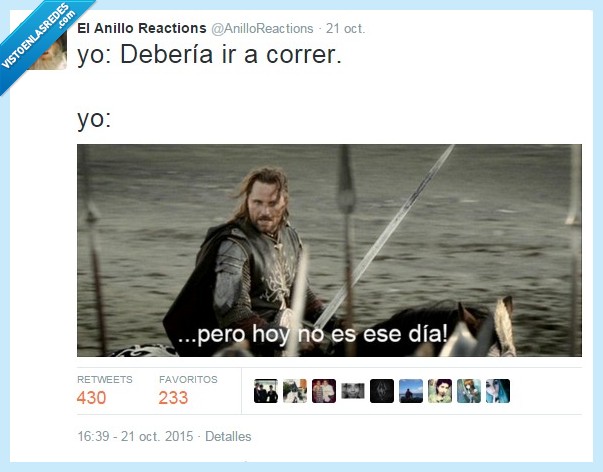 Aragorn,correr,ejercicio,salir,otro,dia,ese día,mañana
