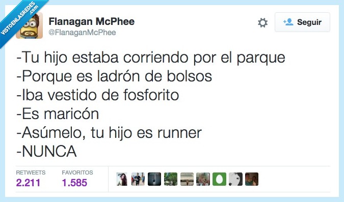 hijo,corriendo,correr,parque,ladron,bolsos,vestido,vestir,fosforito,runner,nunca,verguenza