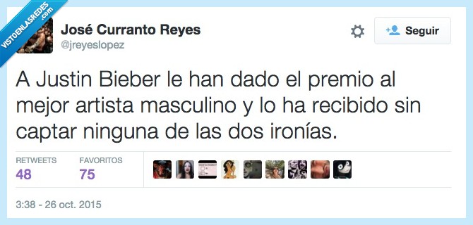 Justin Bieber,premio,mejor,artista,masculino,ironia,captar,ninguna,dos