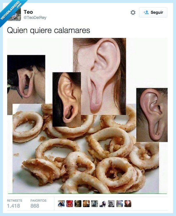 calamares,oreja,comida,comer,frito,dilatación,agujero,ascarcio