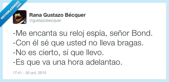 James Bond,007,agente,secreto,reloj,bragas,interior,adelantado,hora