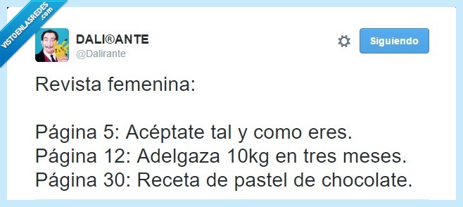 dalirante,mujer,twitter,revista,femenina,adelgazar,pastel