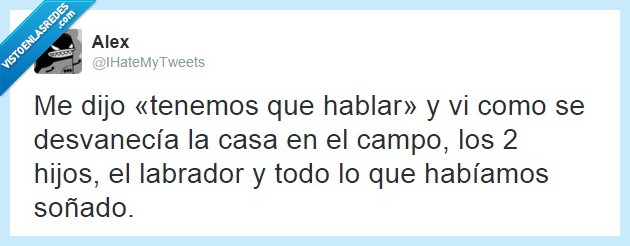 Tenemos que hablar,Casa,Labrador,Sueño,Familia,Novia,Desvanecer,Ruptura