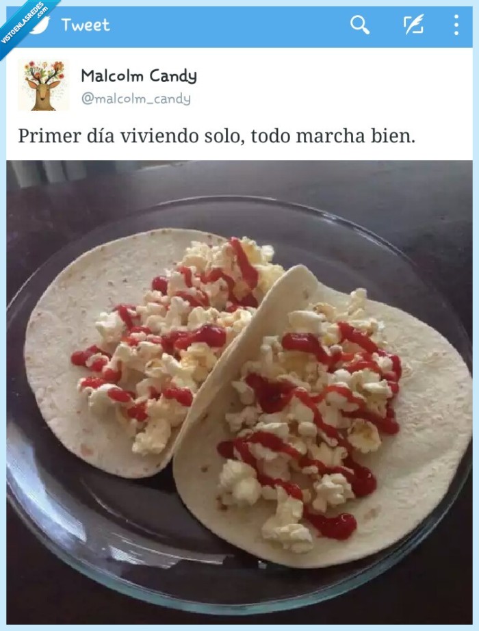 Tortita,tortilla,palomitas,ketchup,independencia,solo,solteria
