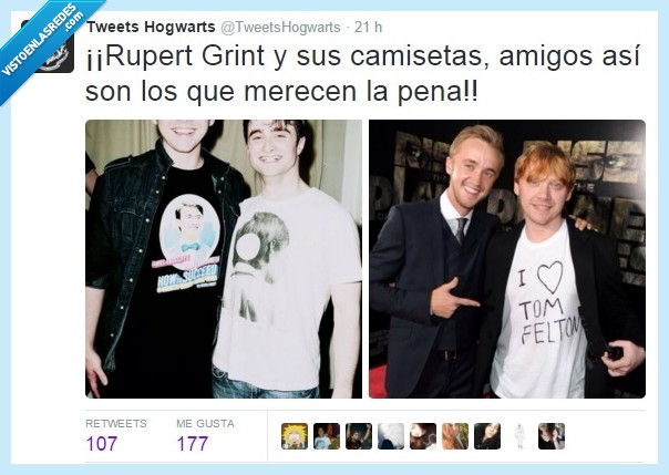 harry potter,rupert grint,camisetas,tom felton,daniel radcliffe,Ron Weasley,Draco Malfoy