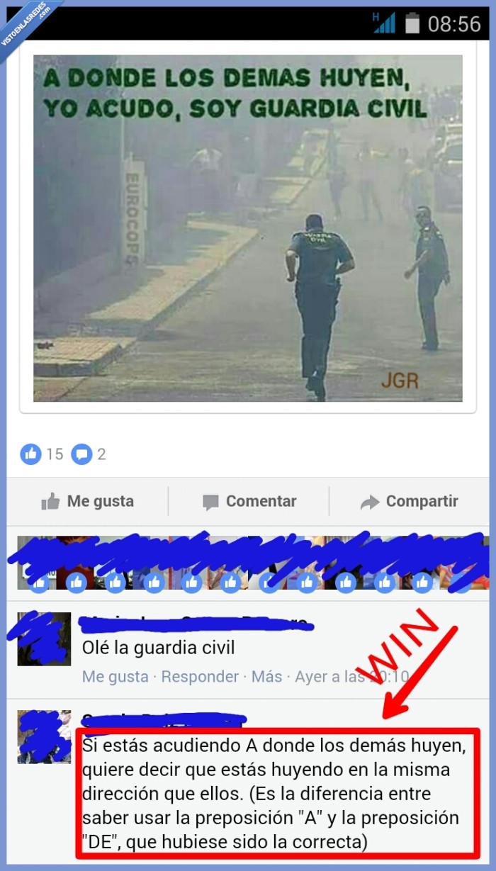 error,guardia civil,preposición,acudir,huir,correcto,corregir,policia