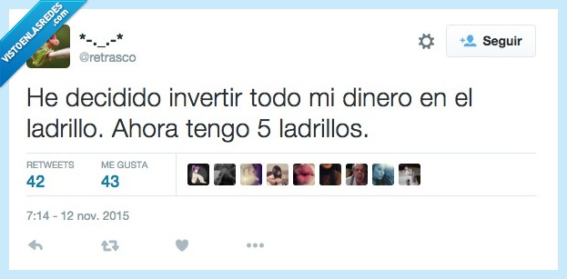 invertir,todo,dinero,ladrillo,cinco,pobre,pobreza