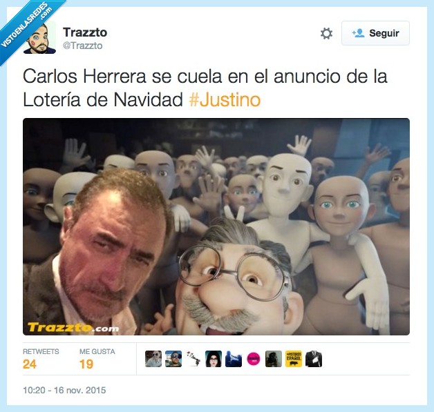 Carlos Herrera,Selfie,justino,anuncio,lotería,navidad,Francia,París,atentado