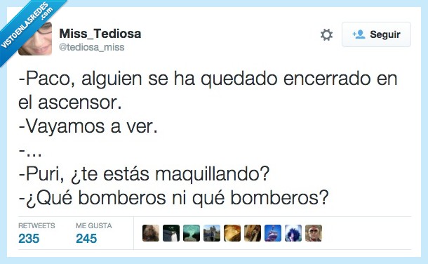 paco,quedado,encerrado,ascensor,alguien,vecino,llamar,bombero,maquillando,maquillar,guapos