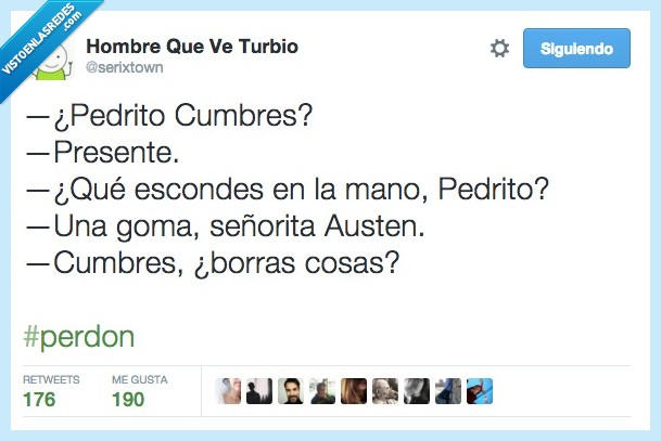 Pedrito,Pedro,goma,señorita,Austen,Cumbres borrascosas,borrar