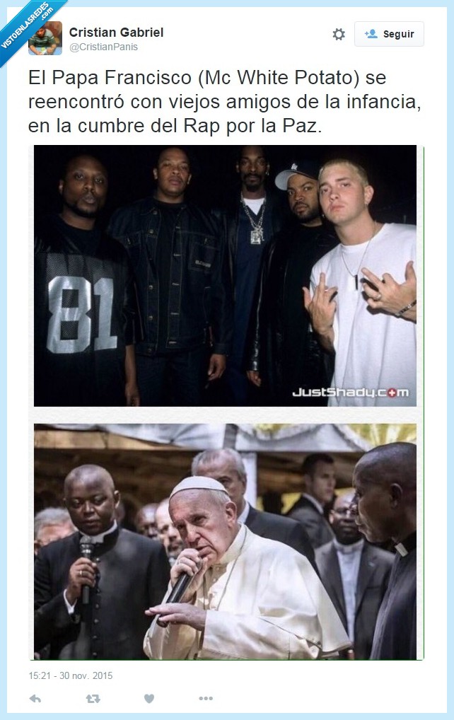 Papa francisco,eminem,rap,Pope,Snoop Doog,blanco,negro,rapear,rapero