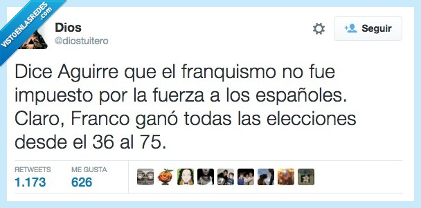 Esperanza Aguirre,dice,franquismo,impuesto,imponer,fuerza,españoles,Franco,ganó,ganar,elecciones,36,75,votaciones,dictadura