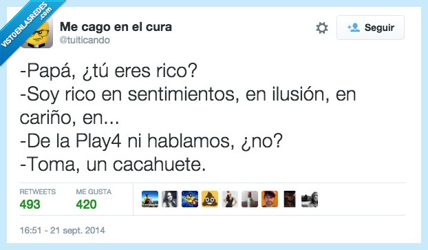 papa,hijo,rico,sentimiento,ilusion,pobre,play4,playstation,hablar,cacahuete,toma