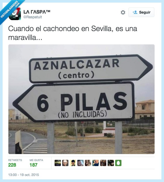 pilas,seis,no incluidas,cartel,aviso,señal,nombre,pueblo,Sevilla