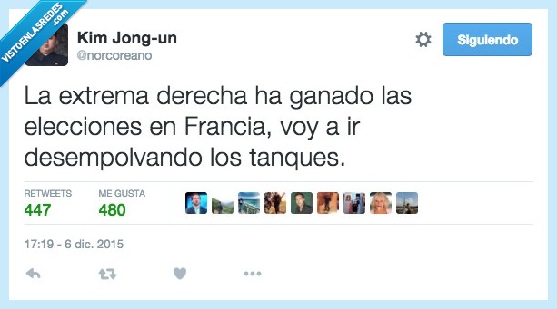extrema,derecha,Francia,ganar,elecciones,desempolvar,tanque,Kim Jong un