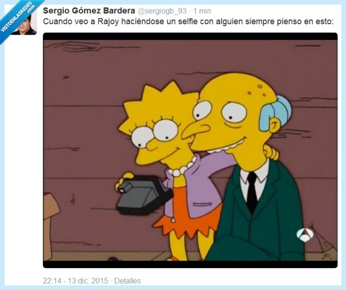 Rajoy,selfie,los simpsons,lisa,señor burns