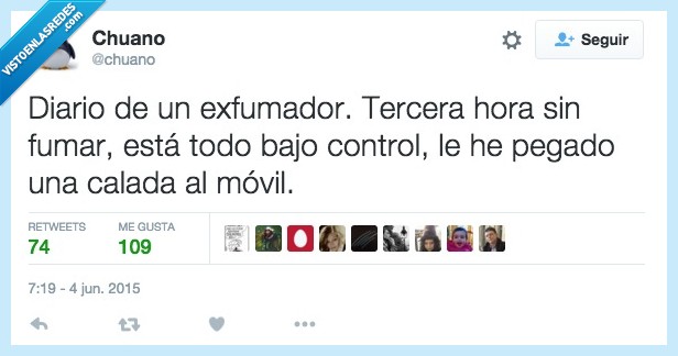 diario,exfumador,tercera,hora,fumar,pegar,calada,movil,cigarro,cigarrillo,humo