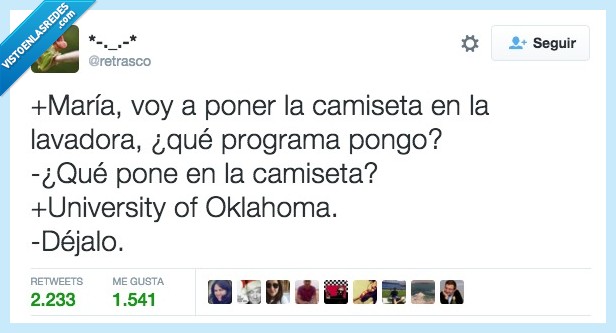 camiseta,lavadora,programa,pone,University,Oklahoma,dejalo