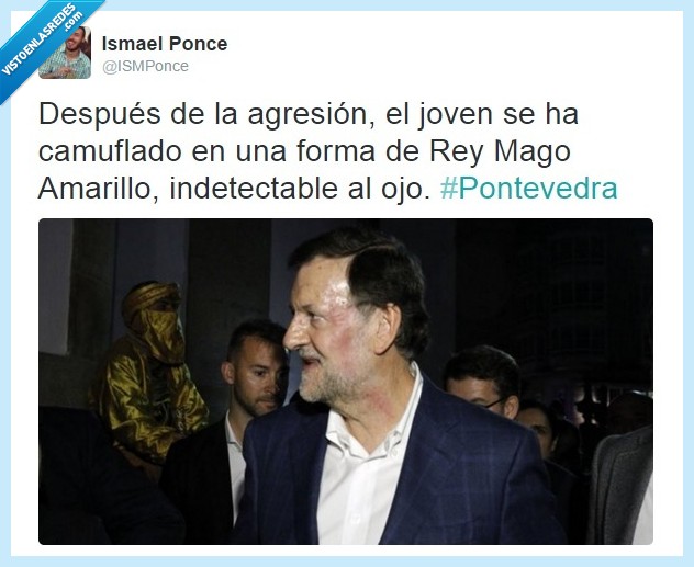 puñetazo,Rey Mago,Power Ranger,Rajoy,disfraz,pegar,Pontevedra,disimular