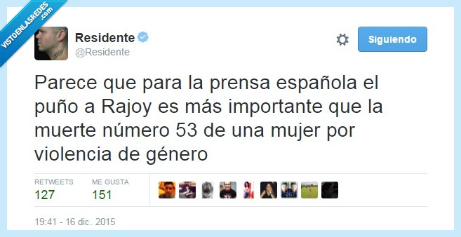 residente,rajoy,violencia de genero,muerte,prensa,lamentable