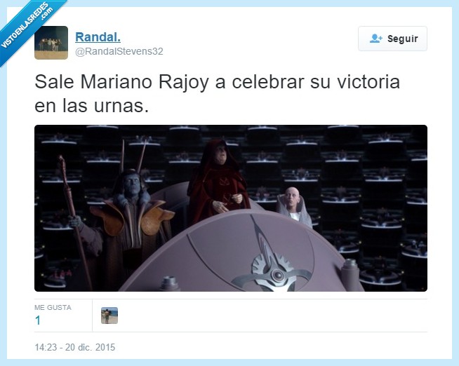 Rajoy,Elecciones,Star Wars,Imperio,palpatine,Senador,20n