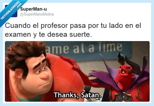 rompe ralph,satan,profesor,examen,suerte