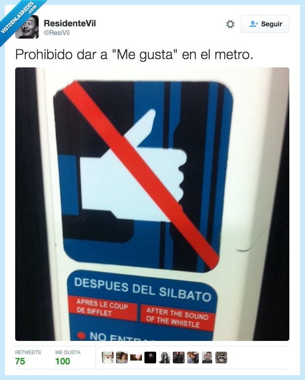 prohibido,me gusta,metro,Facebook,thumbs up