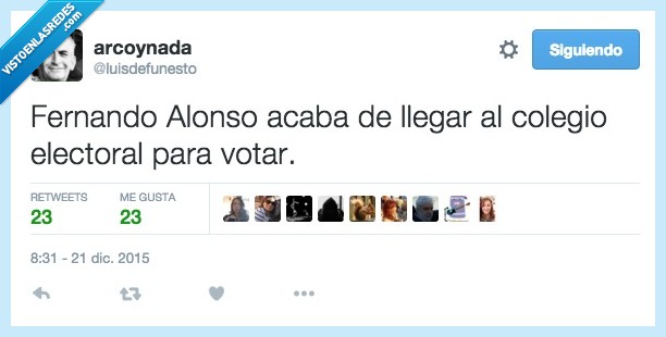 Fernando Alonso,llegar,colegio,electoral,votar,tarde,ultimo,perder,20d