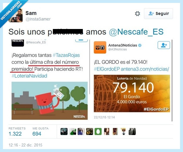 regalar,tazas,última cifra,premiado,Gordo,Nescafé