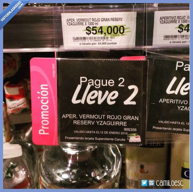 Promo,Promoción,pague dos,pagar,dos,2,llevar,normal,precio,Yzaguirre,vermut,oferta
