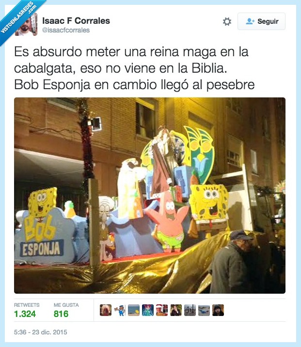 bob esponja,carreoza,rey mago,reina,maga,biblia,pesebre