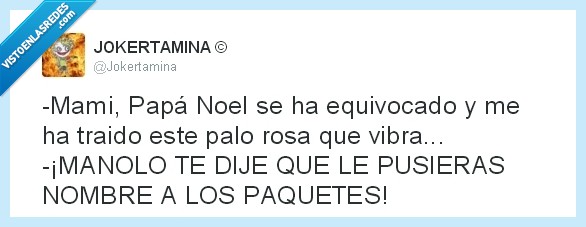 Navidad,regalos,paquetes,niño,Noel,humor,palo,rosa,etiqueta,nombre
