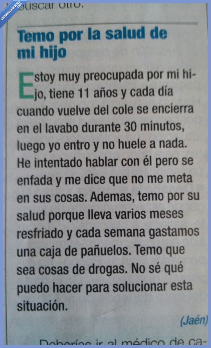 Madre,Hijo,Drogas,Ignorancia,Esta mujer se ha caido de un guindo,tocar