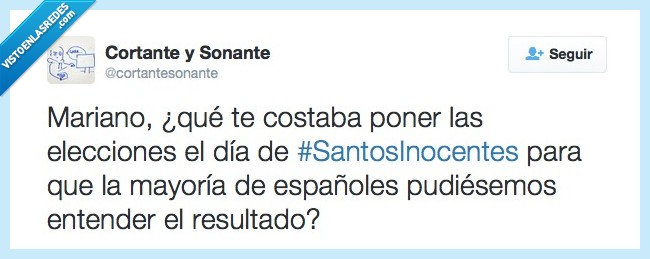 santos inocentes,dia de los santos inocentes,inocentada,elecciones,mariano rajoy,rajoy,pp,partido popular,twitter,humor