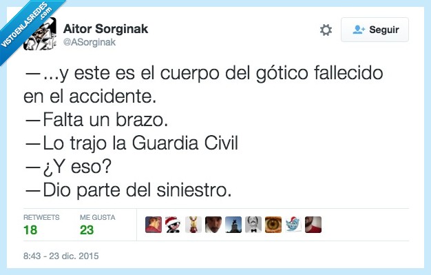 cuerpo,gotico,fallecido,accidente,guardia,civil,parte,brazo,siniestro,investigacion