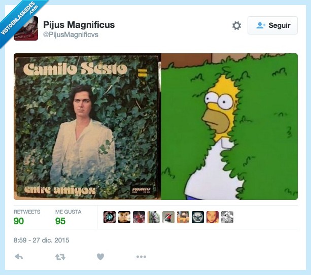 camilo sesto,Homer,Simpson,arbusto,esconder,escondido,portada,entre amigos