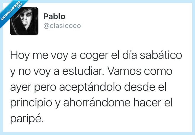 dia,sabatico,estudiar,descansar,admitir,aceptar,principio,paripe