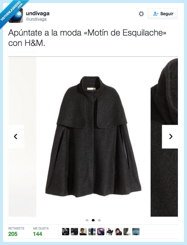 apuntate,moda,motin,Esquilache,Un soñador para un pueblo,H&M,capa