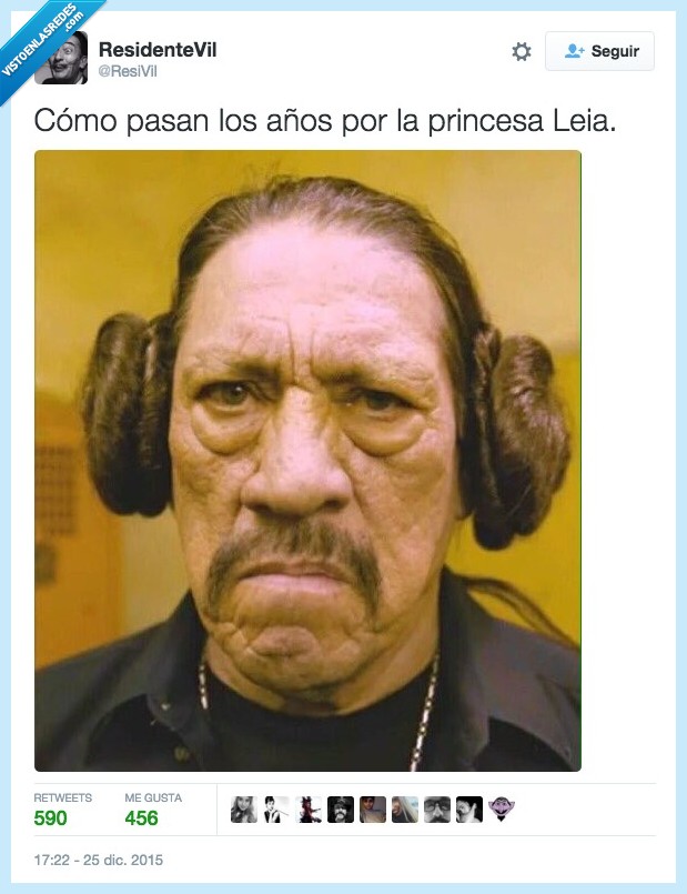 carrie Fisher,Danny Trejo,leia,desmejorada,años,pasar,pelo,moños,Star Wars